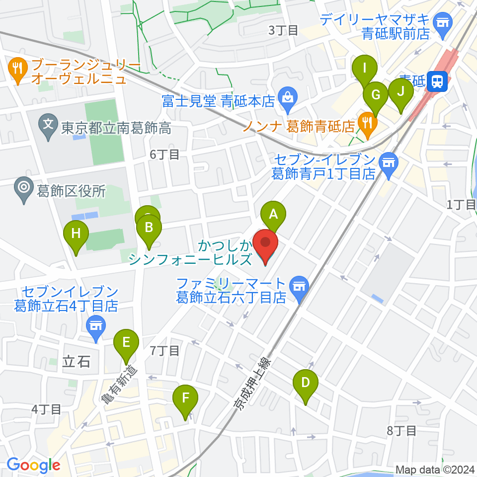 かつしかシンフォニーヒルズ周辺のカフェ一覧地図