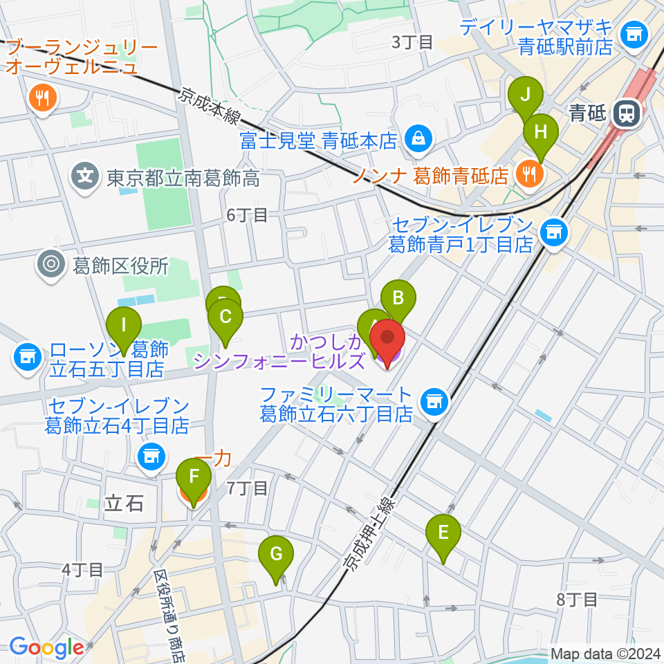 かつしかシンフォニーヒルズ周辺のカフェ一覧地図