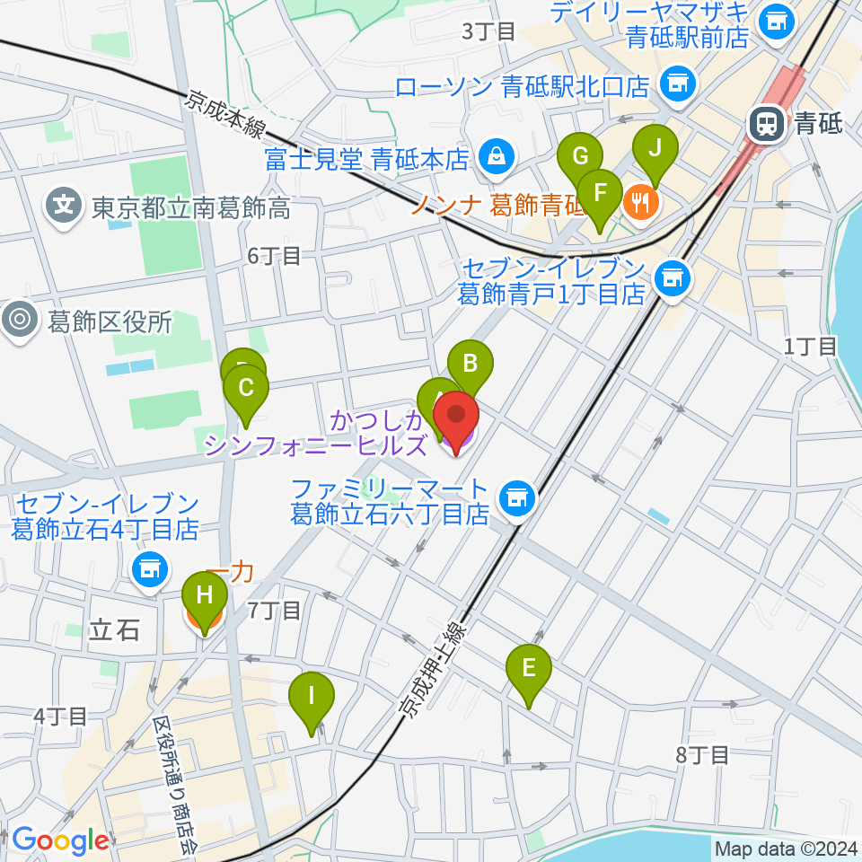 かつしかシンフォニーヒルズ周辺のカフェ一覧地図