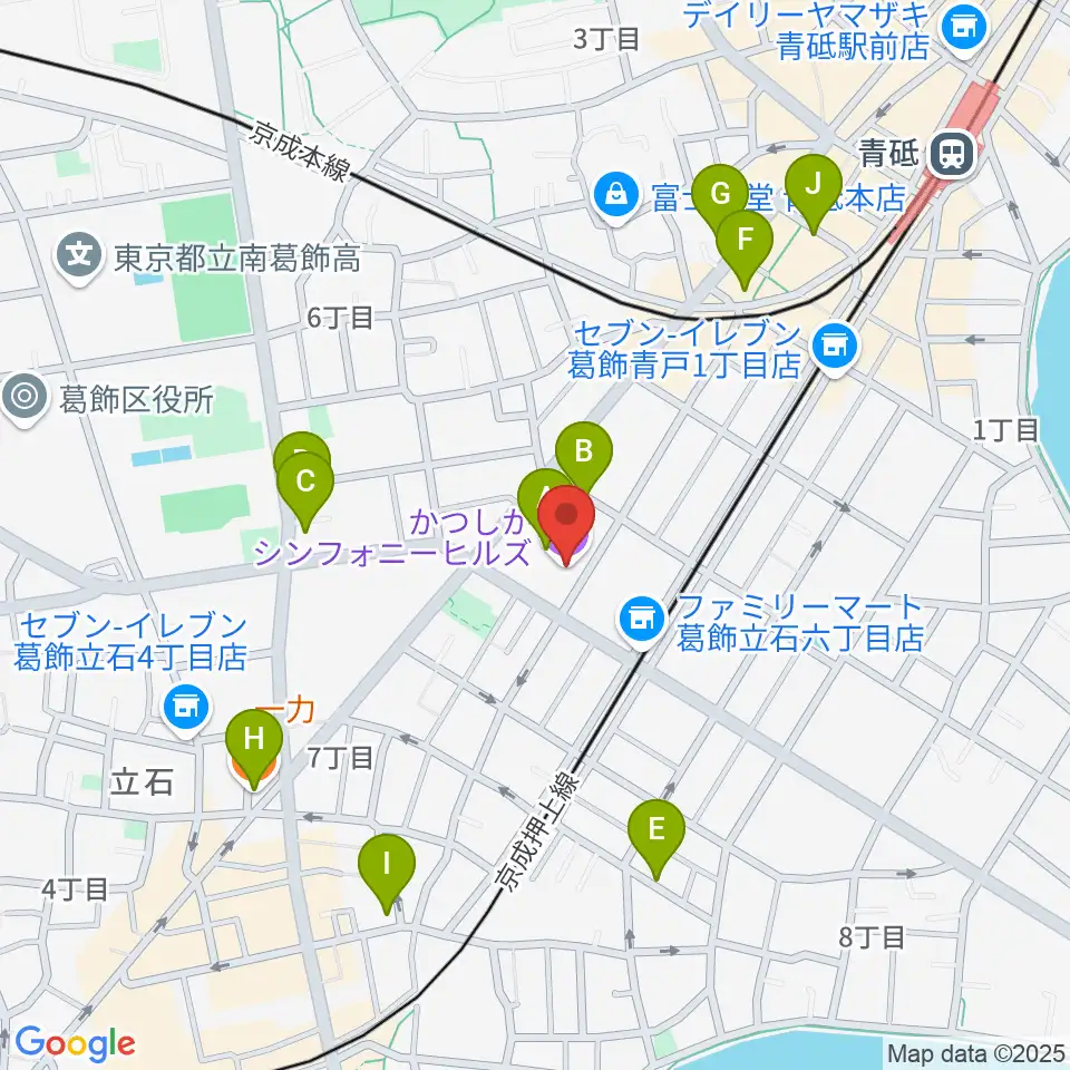 かつしかシンフォニーヒルズ周辺のカフェ一覧地図