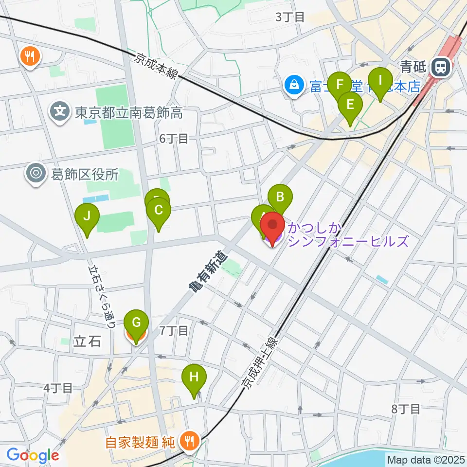 かつしかシンフォニーヒルズ周辺のカフェ一覧地図