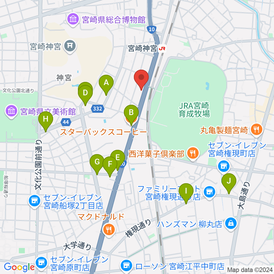 ユーイング スタジオ周辺のカフェ一覧地図