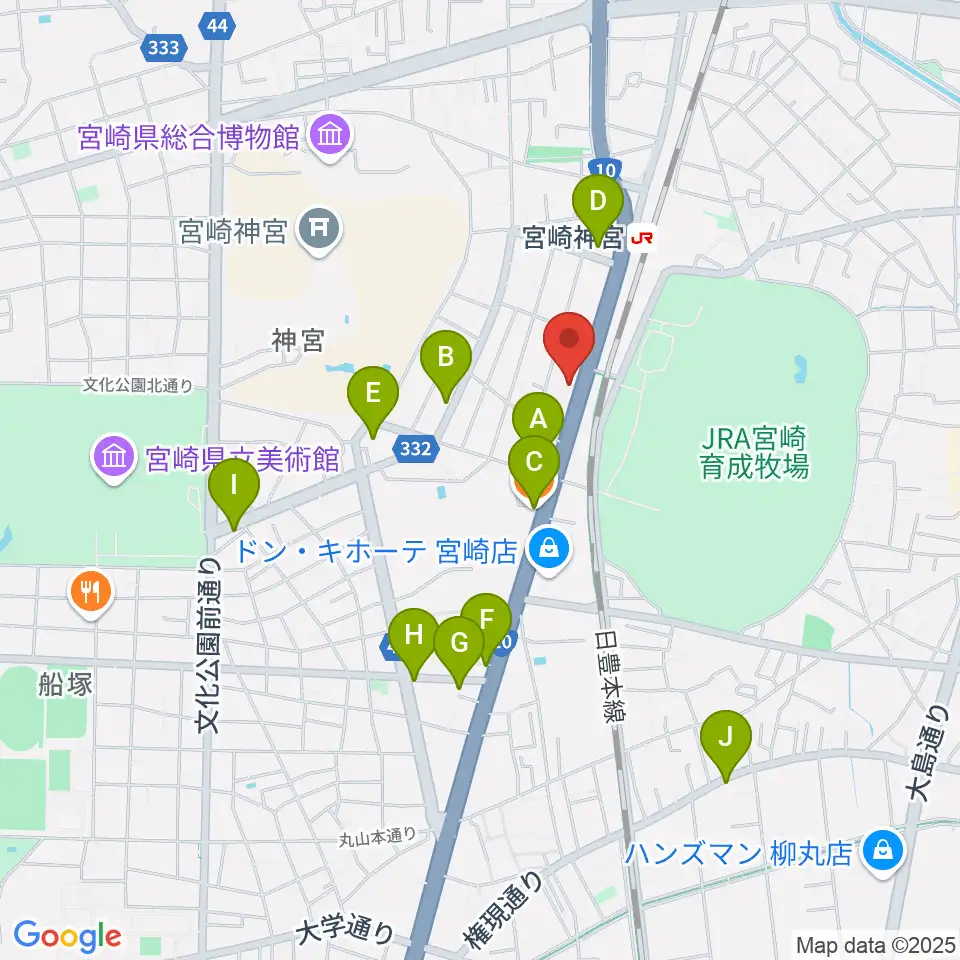 ユーイング スタジオ周辺のカフェ一覧地図