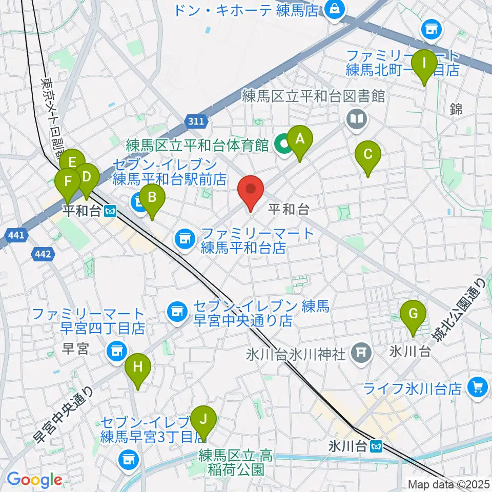 みつほし音楽教室周辺のカフェ一覧地図