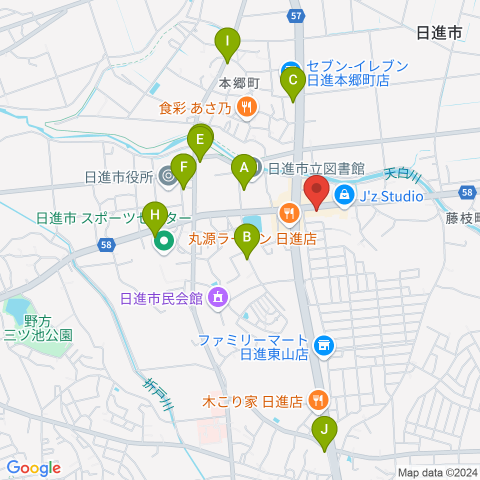 J’z Studio West周辺のカフェ一覧地図