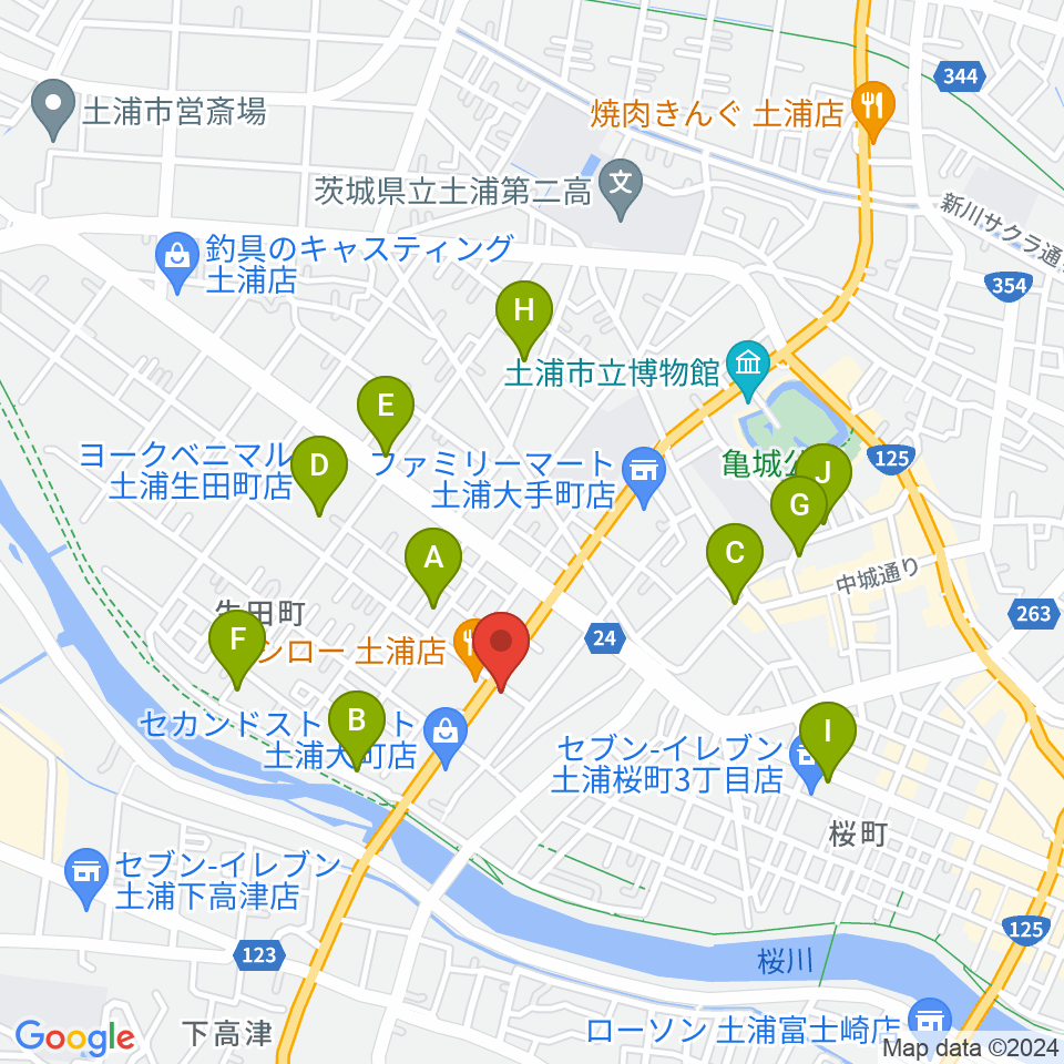 MUSIC PLANT土浦店周辺のカフェ一覧地図