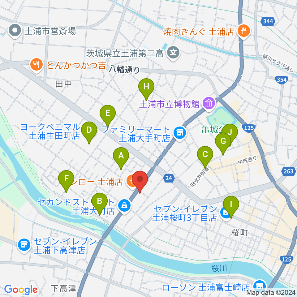 MUSIC PLANT土浦店周辺のカフェ一覧地図