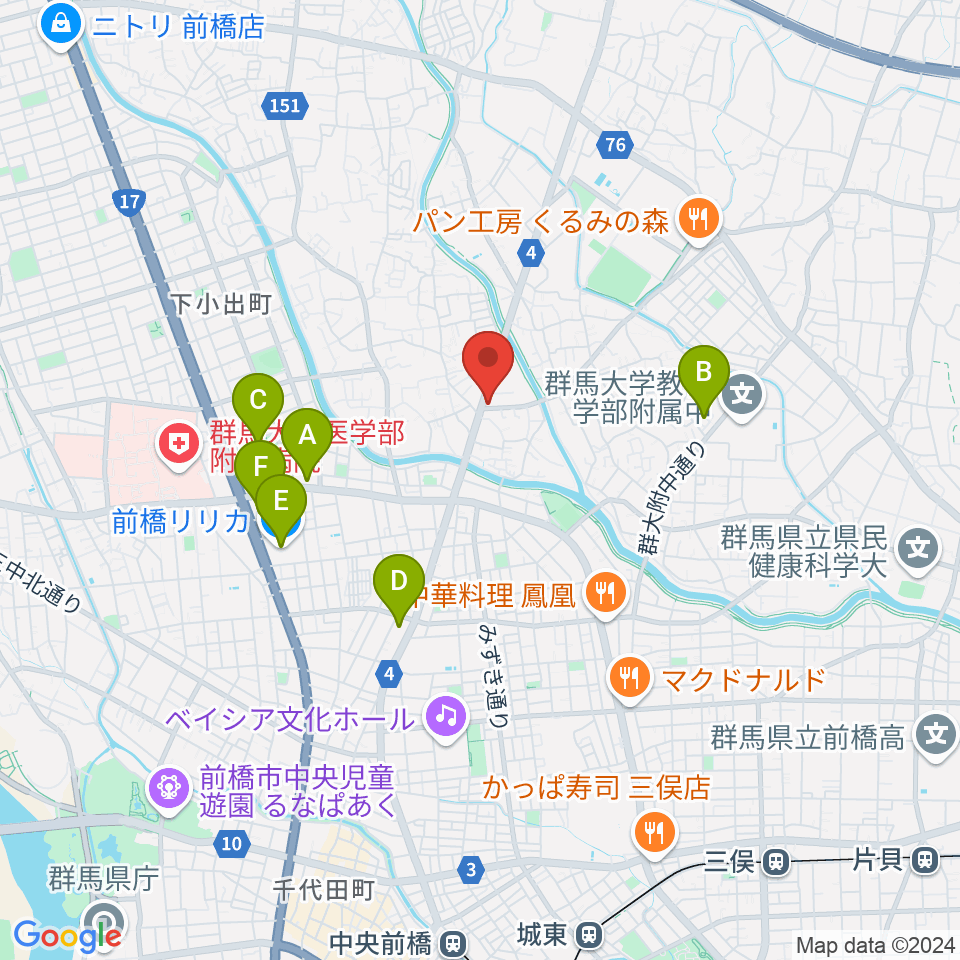 音処きしん周辺のカフェ一覧地図