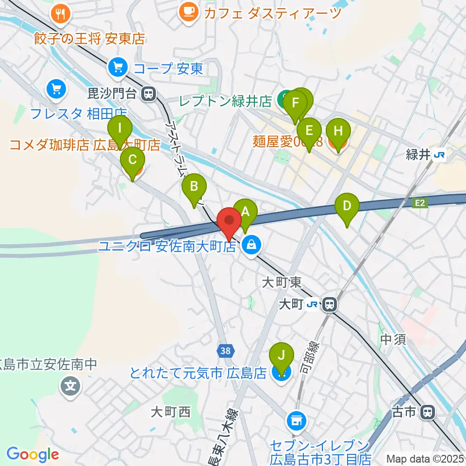 音楽館ピアノプラザ広島店周辺のカフェ一覧地図