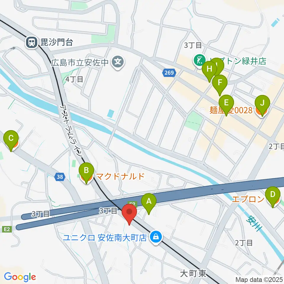 音楽館ピアノプラザ広島店周辺のカフェ一覧地図