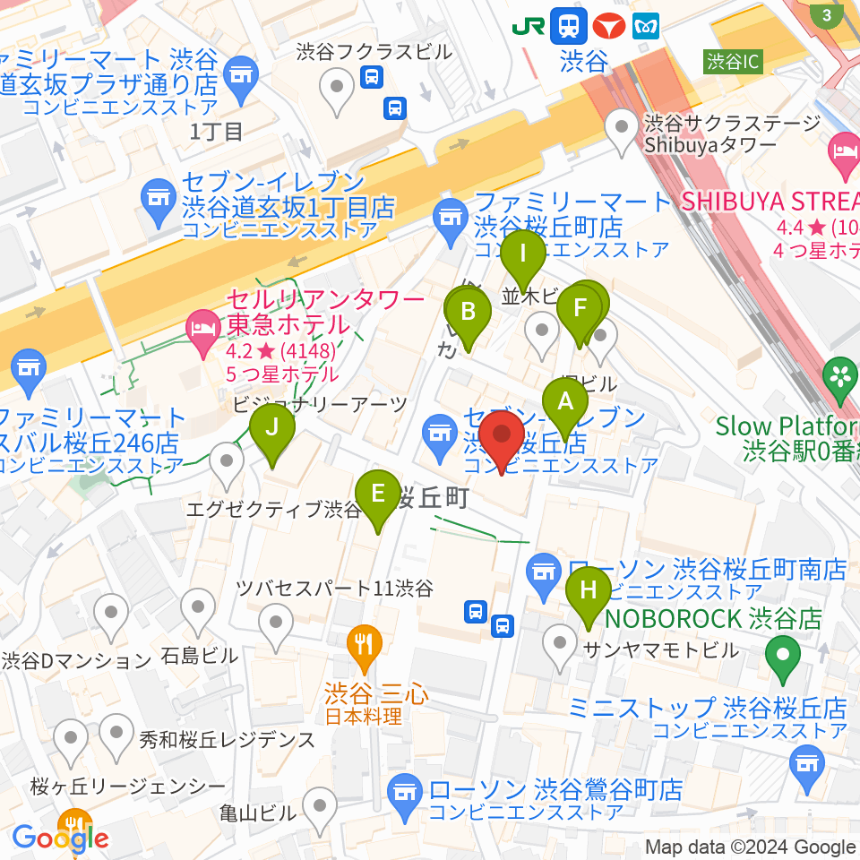 スタジオペンタ渋谷ジュークハウス周辺のカフェ一覧地図