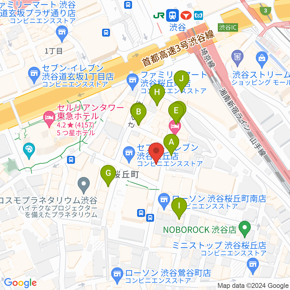 スタジオペンタ渋谷ジュークハウス周辺のカフェ一覧地図