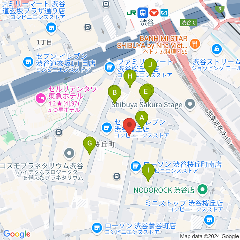 スタジオペンタ渋谷ジュークハウス周辺のカフェ一覧地図