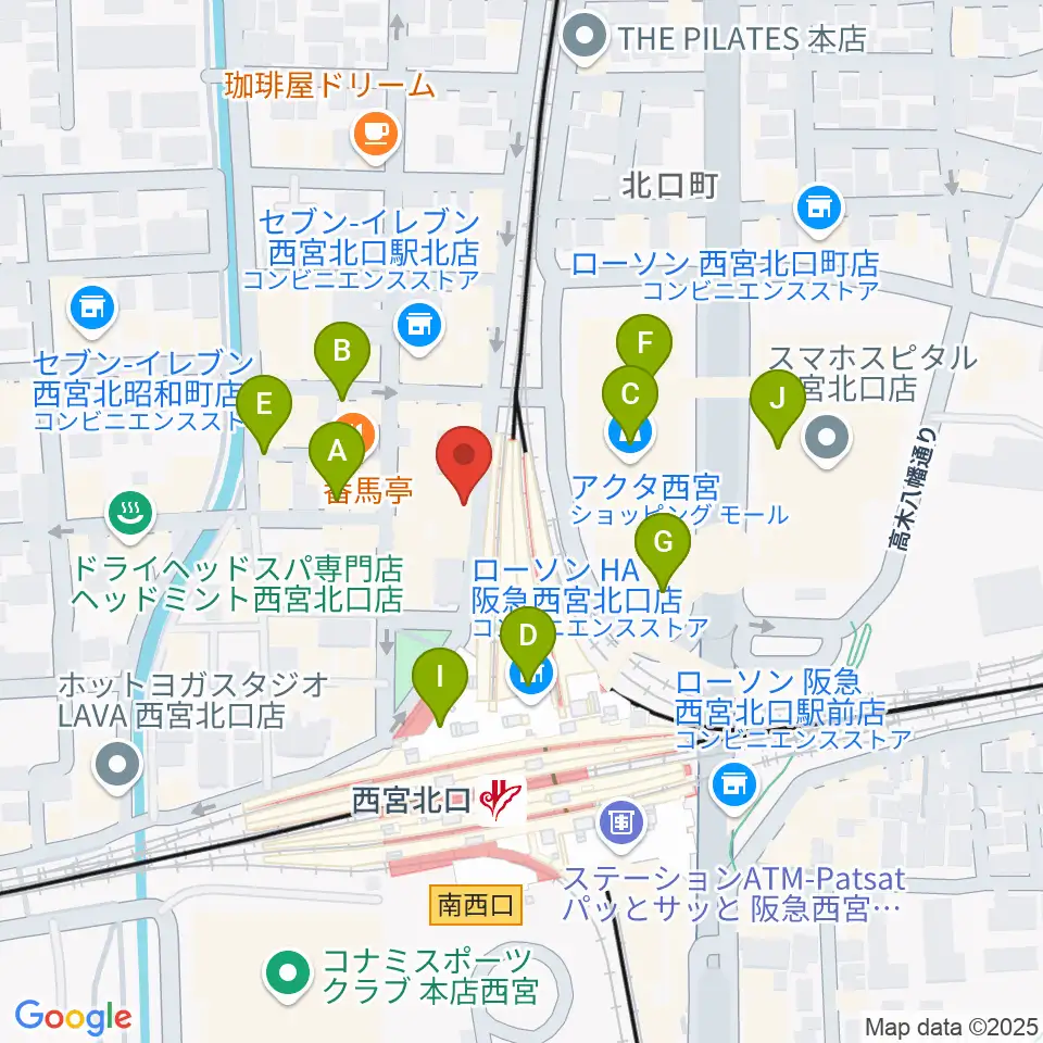 JGSミュージックスクール西宮校周辺のカフェ一覧地図