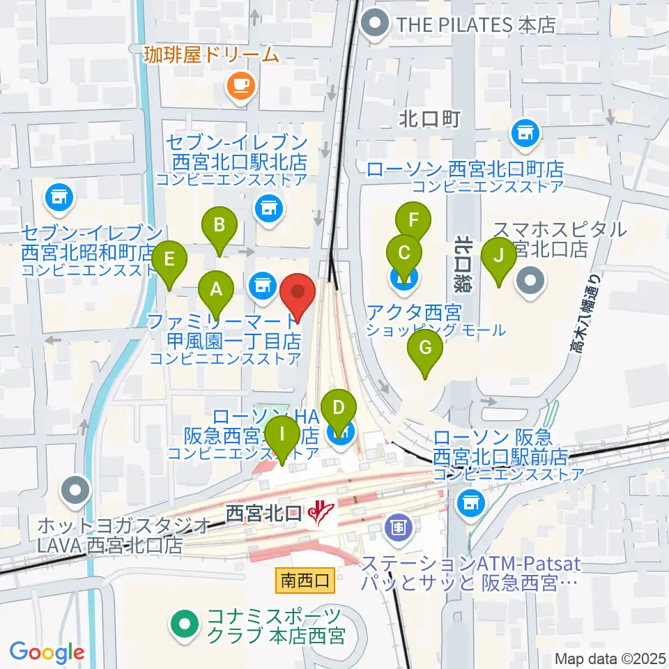 JGSミュージックスクール西宮校周辺のカフェ一覧地図