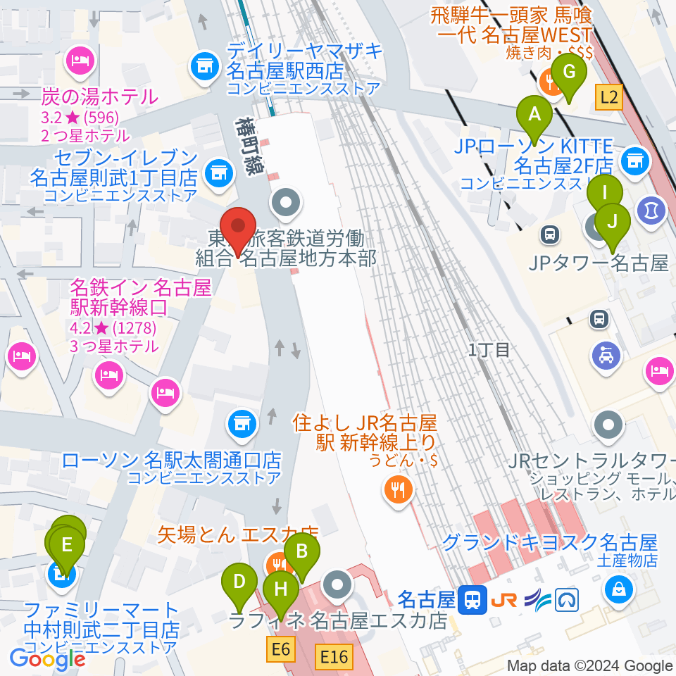 アイズボーカルスクール名古屋駅前校周辺のカフェ一覧地図