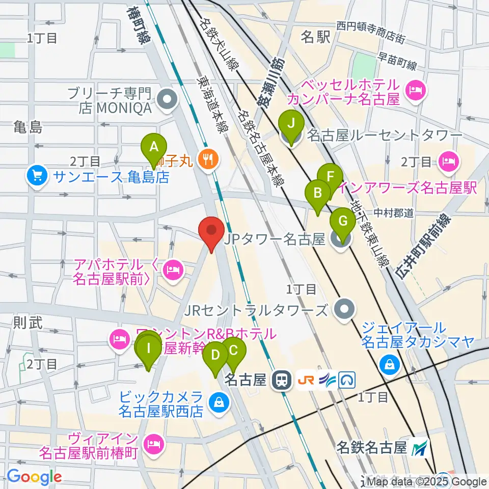アイズボーカルスクール 名古屋駅前校周辺のカフェ一覧地図