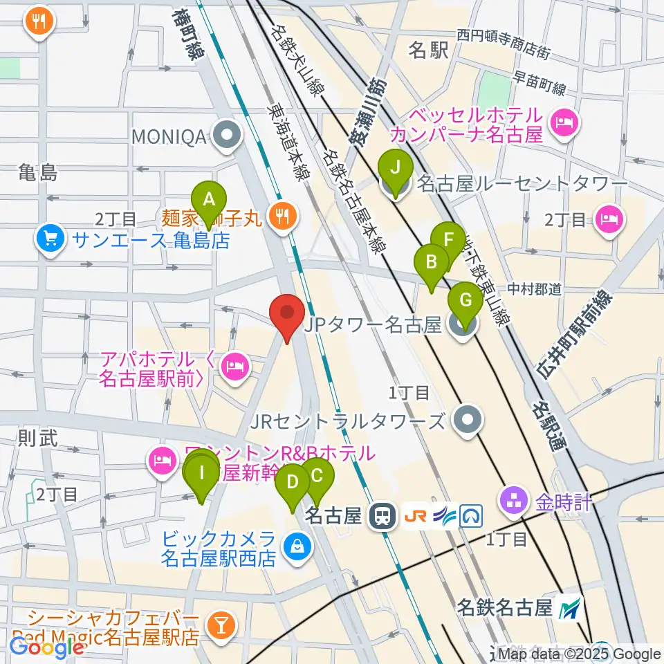 アイズボーカルスクール 名古屋駅前校周辺のカフェ一覧地図