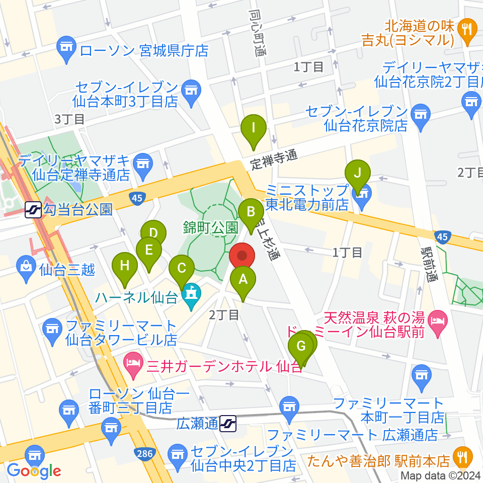 専門学校デジタルアーツ仙台周辺のカフェ一覧地図