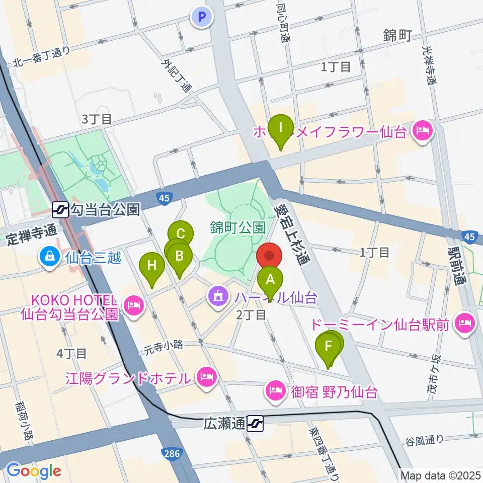 専門学校デジタルアーツ仙台周辺のカフェ一覧地図