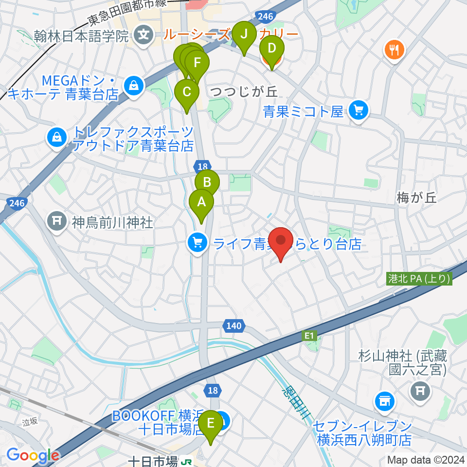 ピアノメンテナンス渡辺周辺のカフェ一覧地図