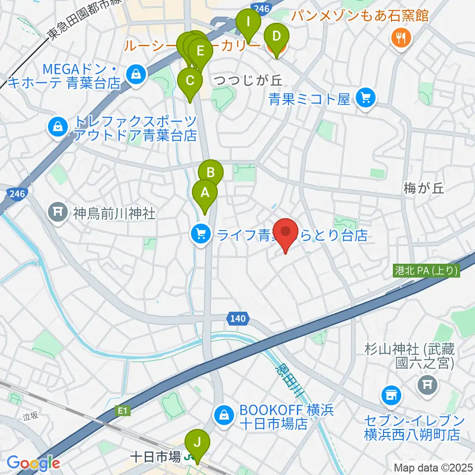 ピアノメンテナンス渡辺周辺のカフェ一覧地図