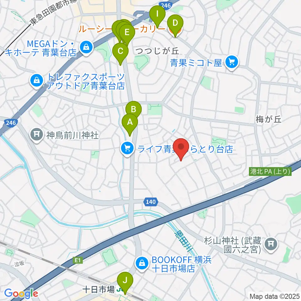 ピアノメンテナンス渡辺周辺のカフェ一覧地図
