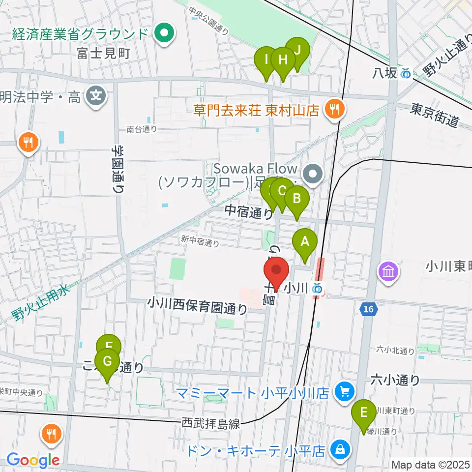 ステラ音楽教室 小川駅前教室周辺のカフェ一覧地図