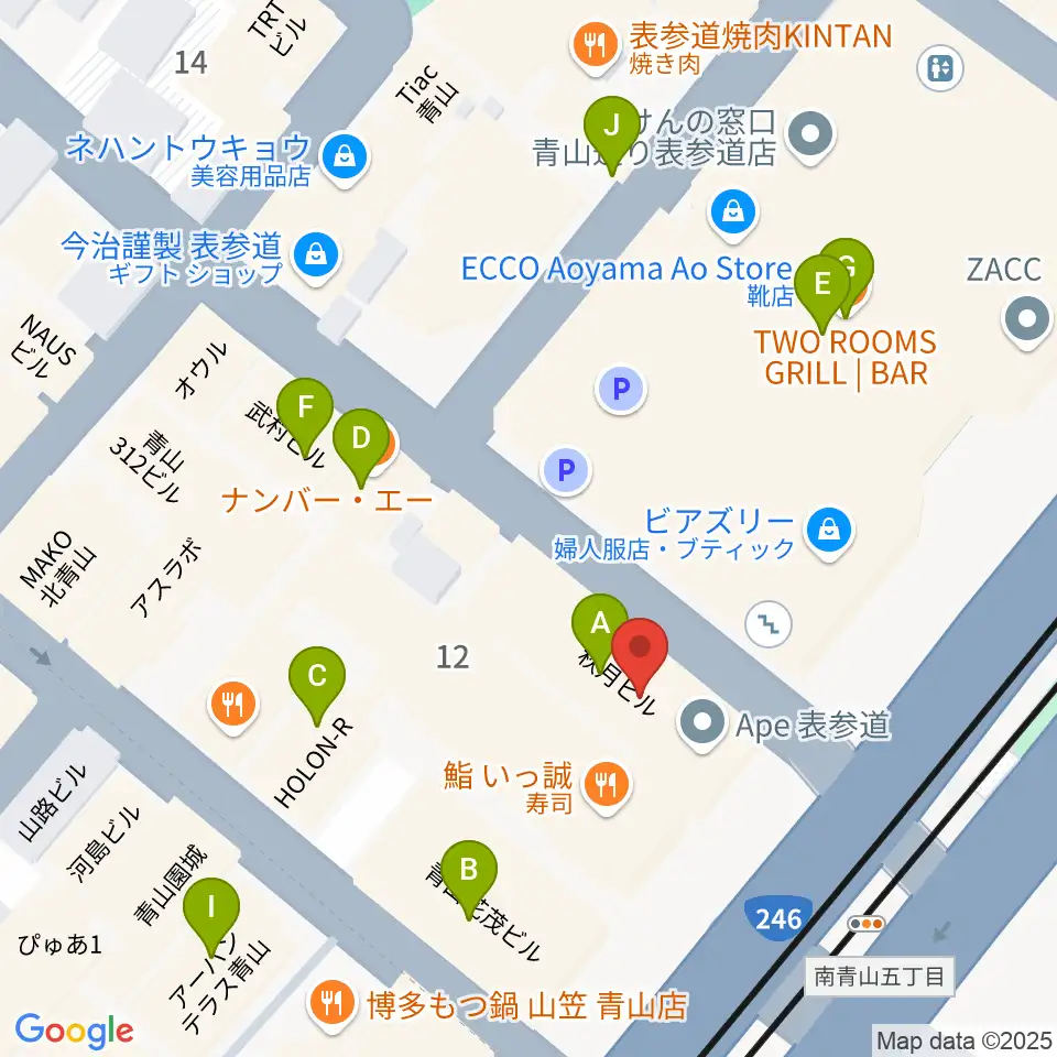 表参道クラシックスペース周辺のカフェ一覧地図