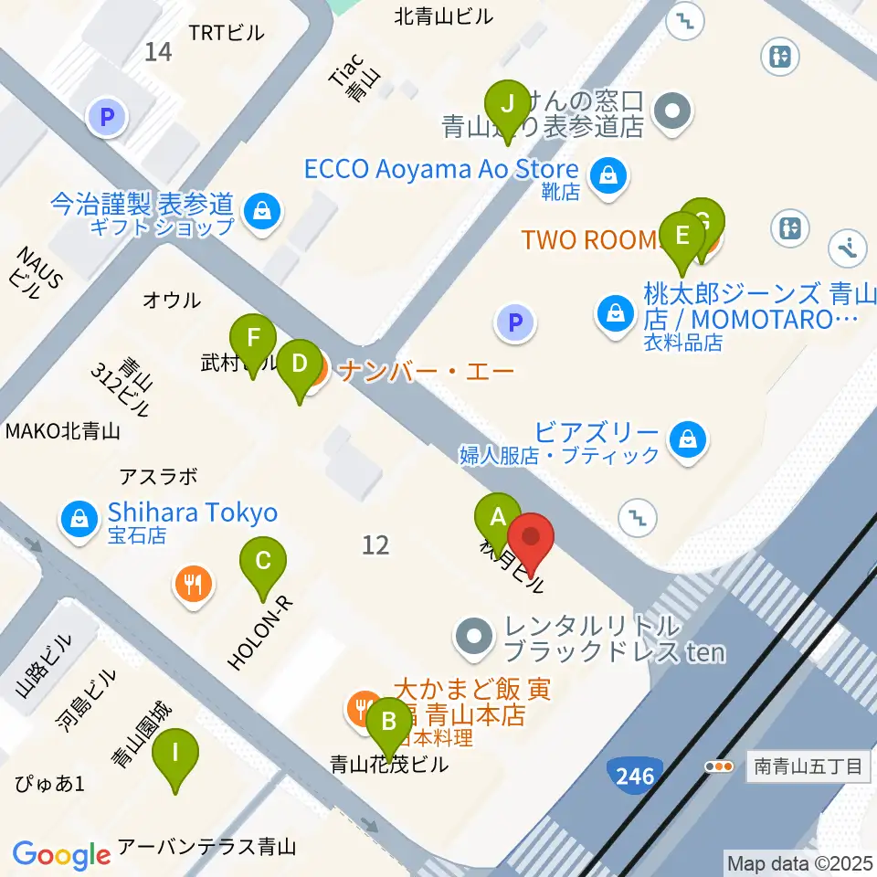 表参道クラシックスペース周辺のカフェ一覧地図
