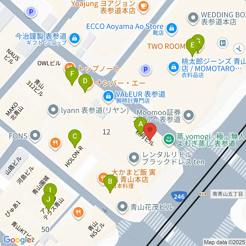 表参道クラシックスペース周辺のカフェ一覧地図
