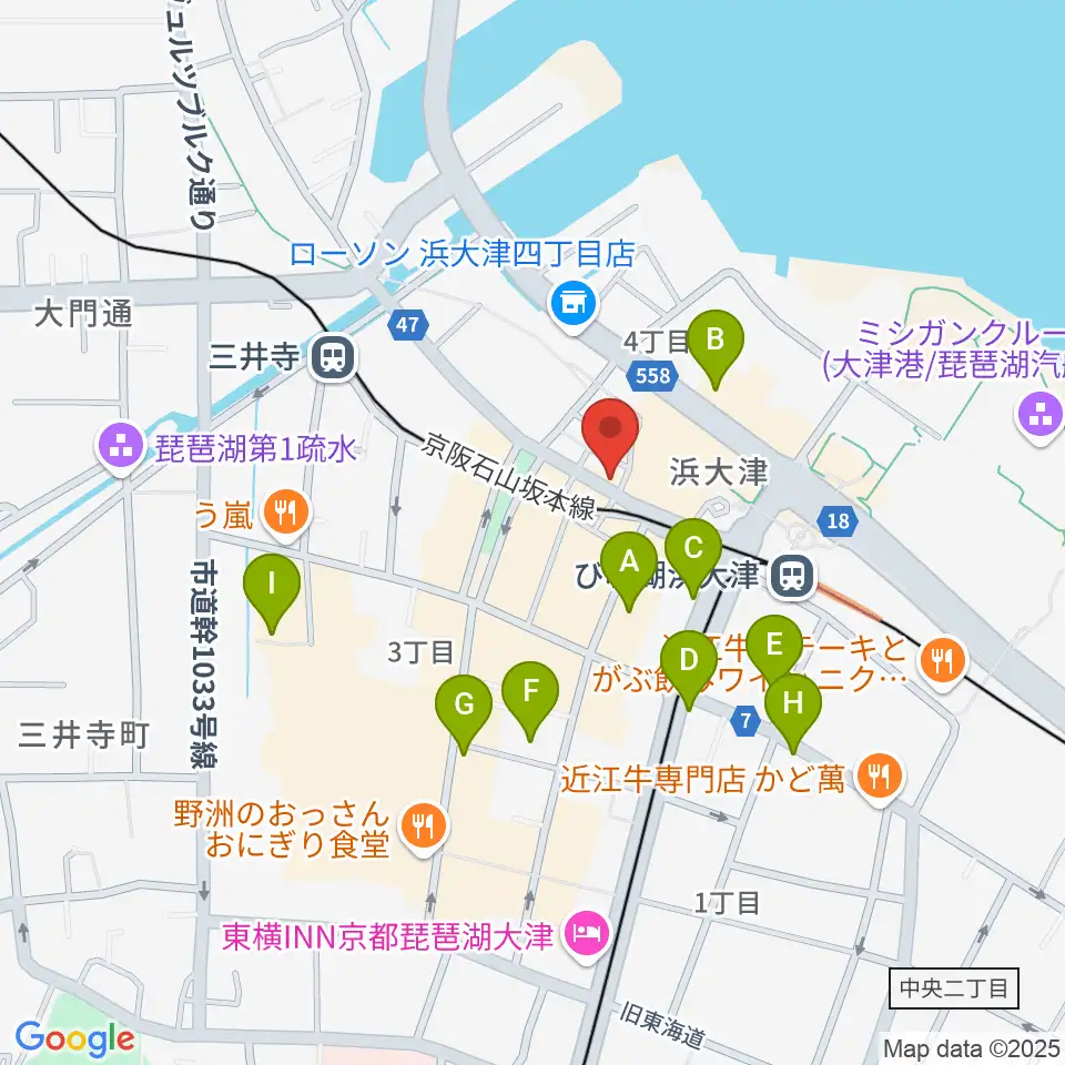 ウッドヴィレッジ中古楽器買取周辺のカフェ一覧地図