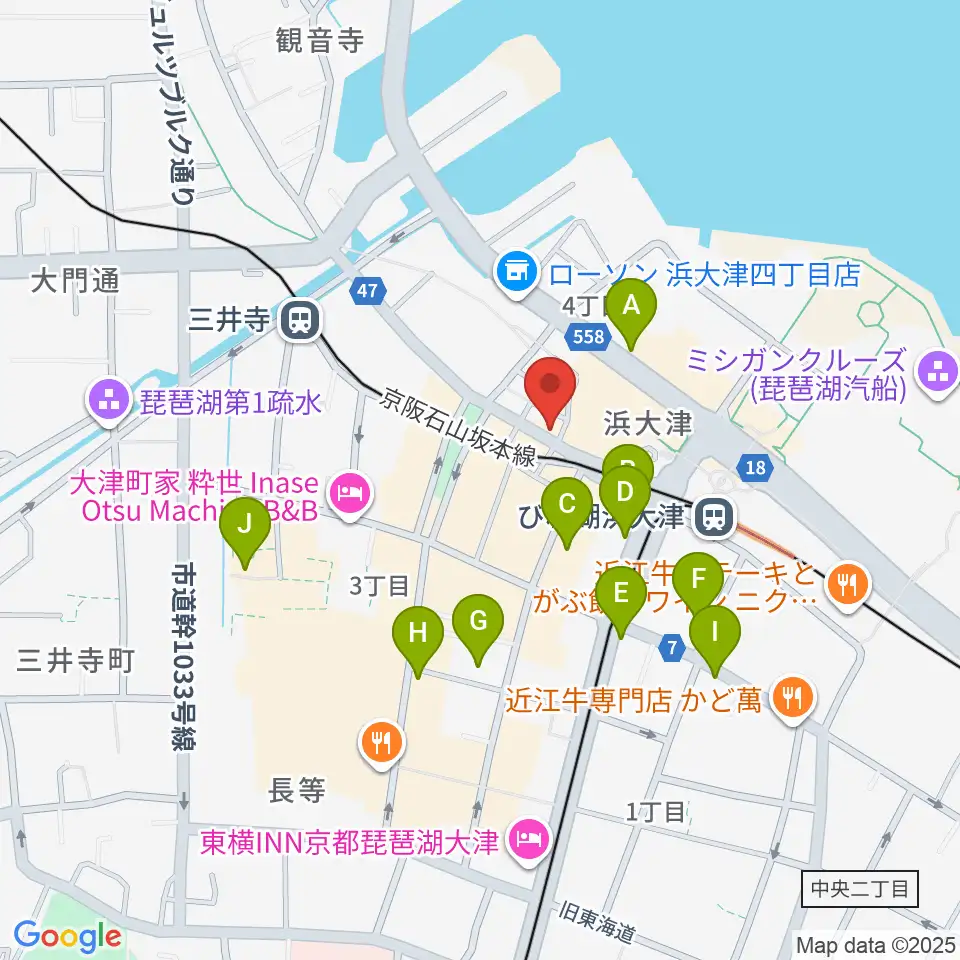 ウッドヴィレッジ中古楽器買取周辺のカフェ一覧地図