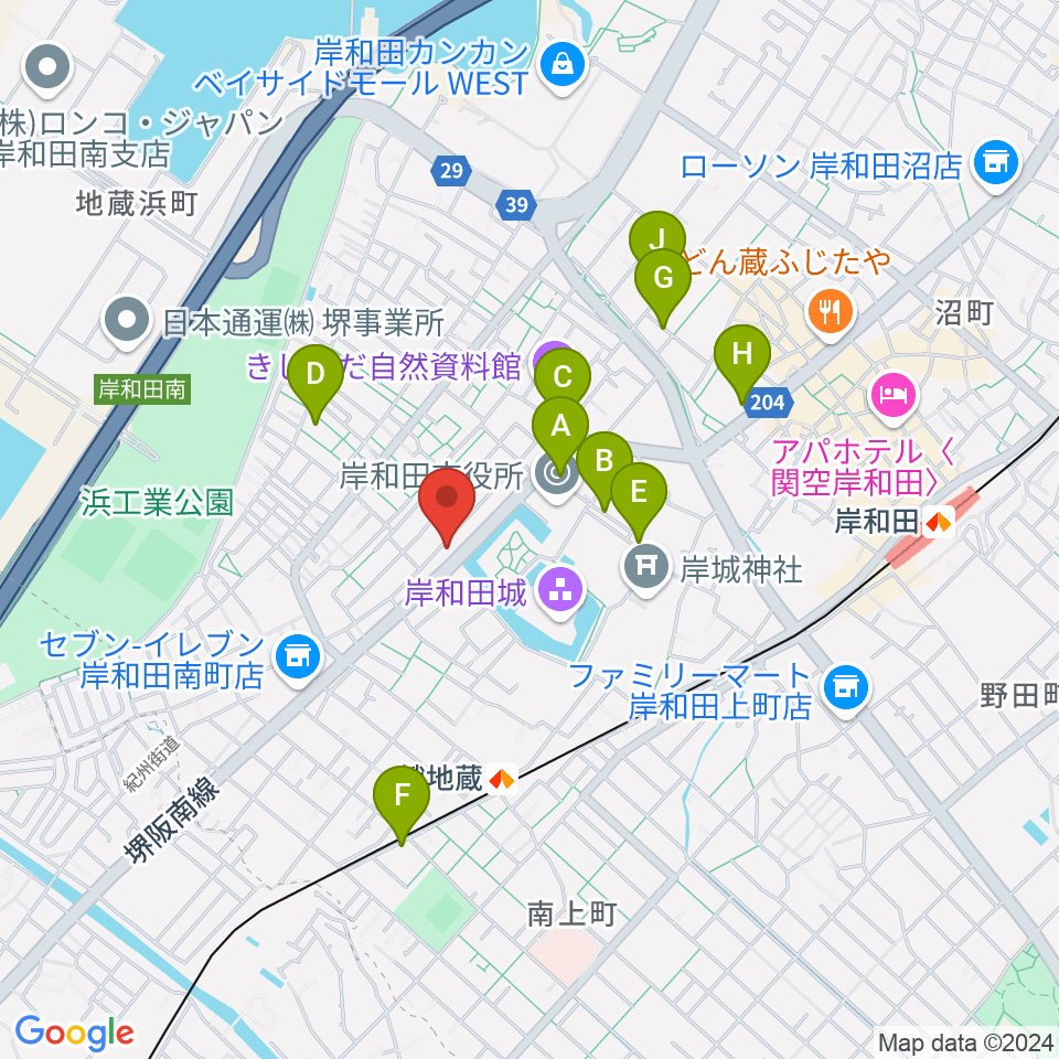 民の謡 岸和田店周辺のカフェ一覧地図