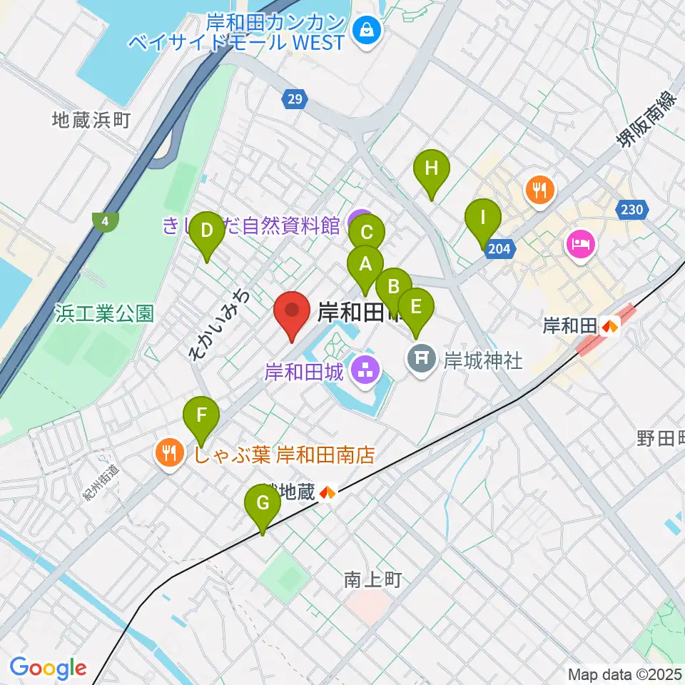 民の謡 岸和田店周辺のカフェ一覧地図