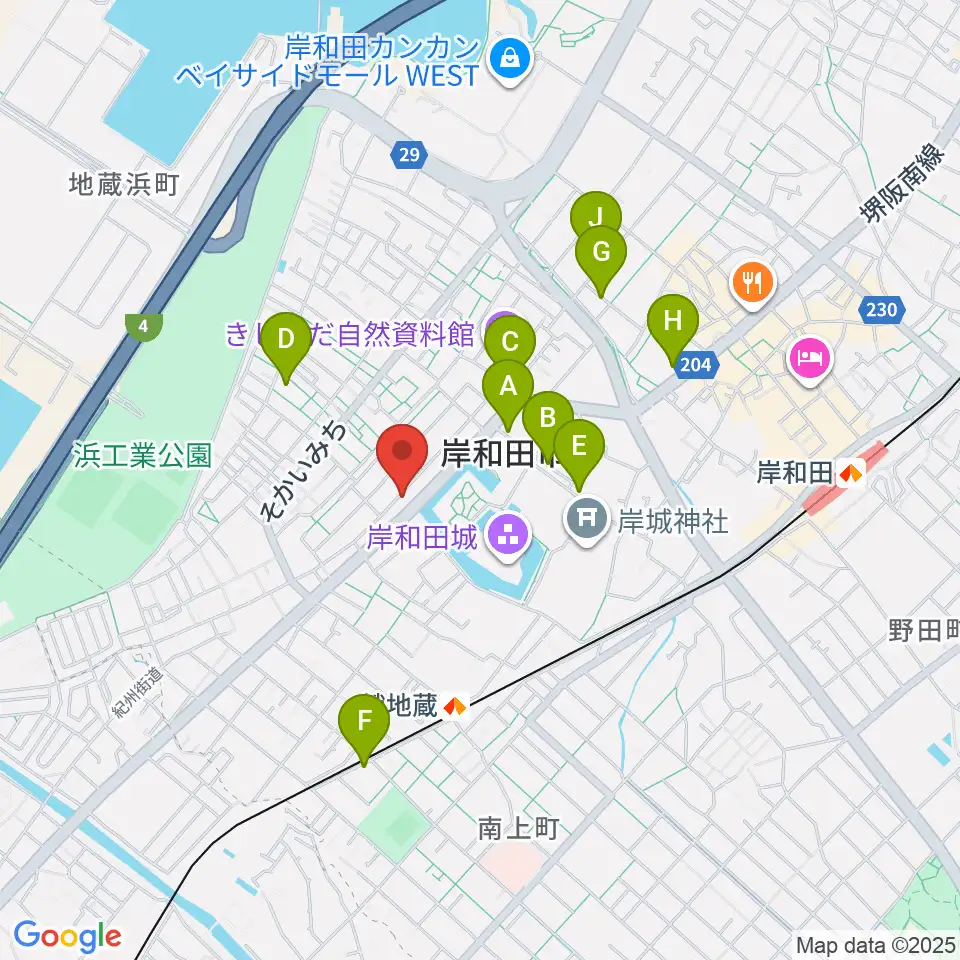 民の謡 岸和田店周辺のカフェ一覧地図