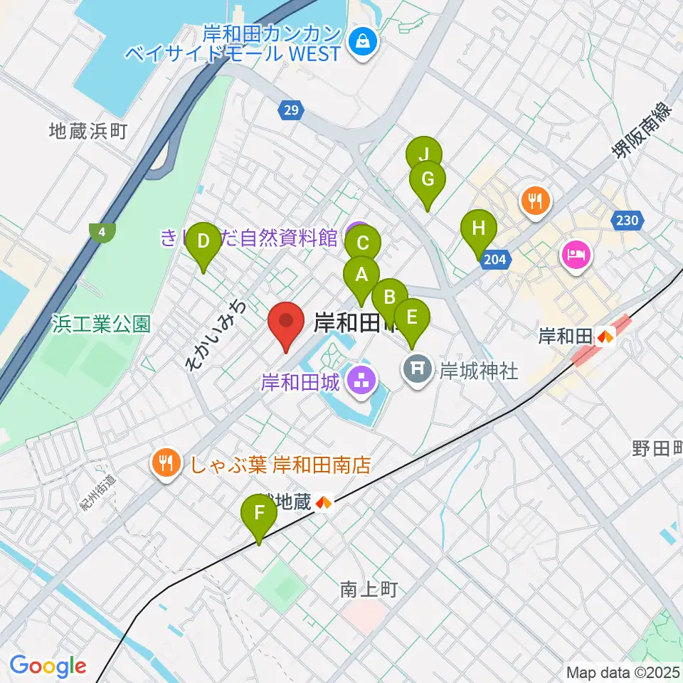 民の謡 岸和田店周辺のカフェ一覧地図