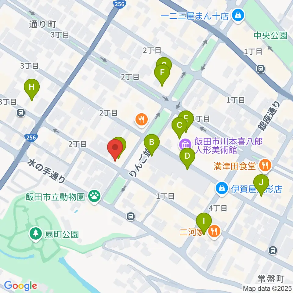 飯田CANVAS周辺のカフェ一覧地図