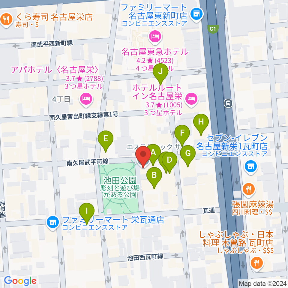 名古屋レッドドラゴン周辺のカフェ一覧地図