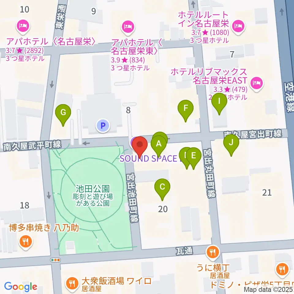 名古屋レッドドラゴン周辺のカフェ一覧地図