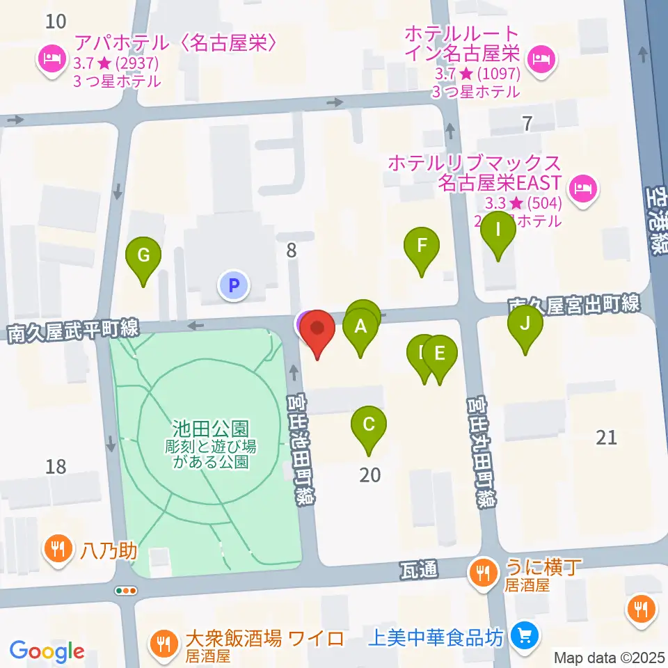 名古屋レッドドラゴン周辺のカフェ一覧地図