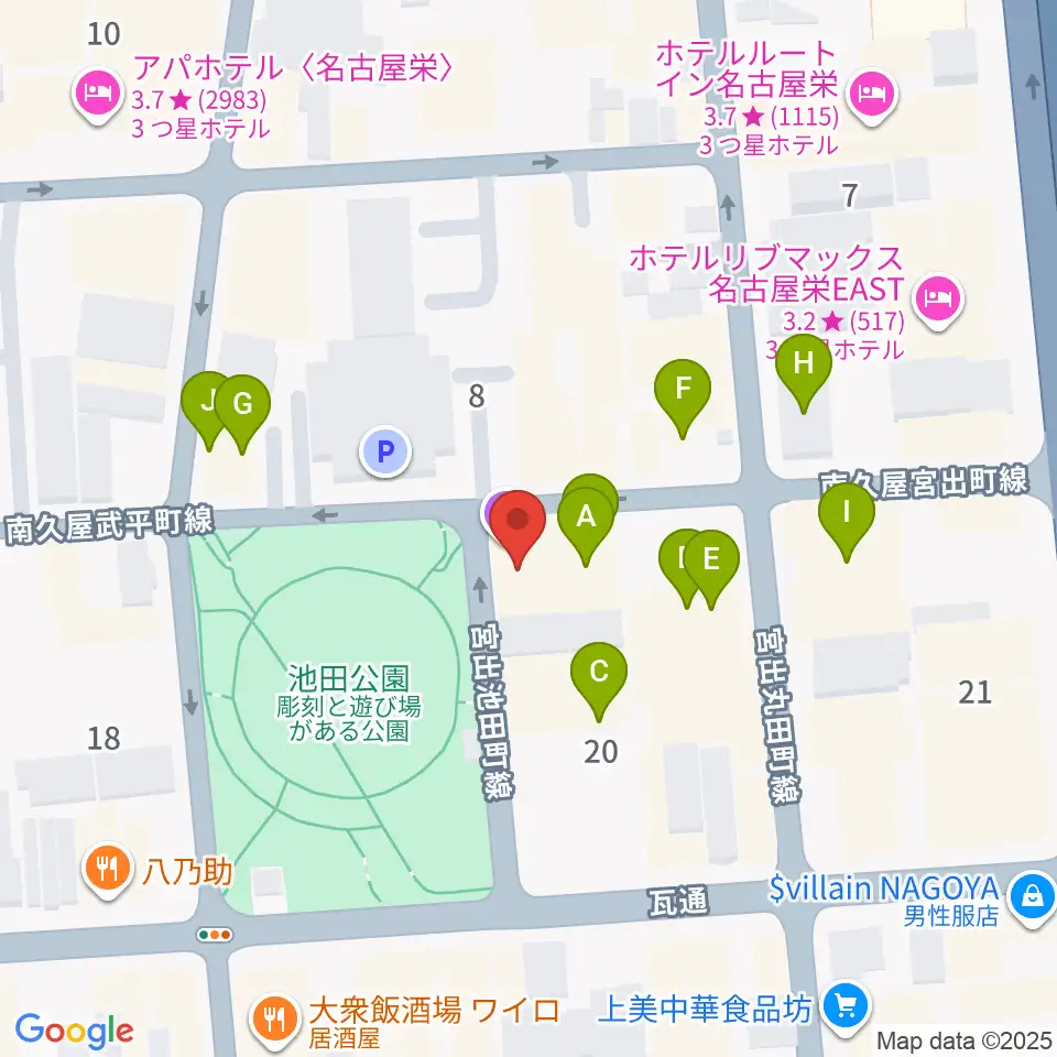 名古屋レッドドラゴン周辺のカフェ一覧地図