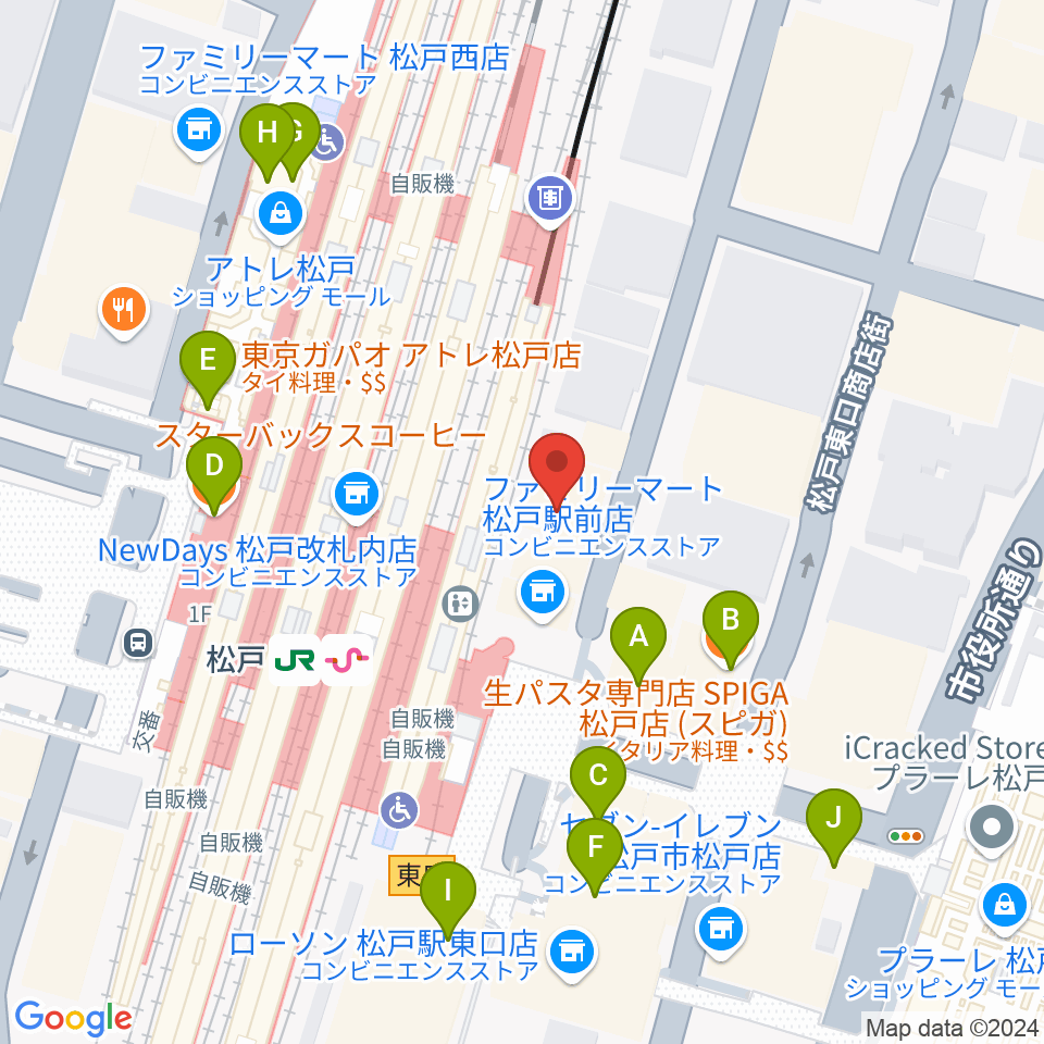 伊藤楽器 松戸店周辺のカフェ一覧地図