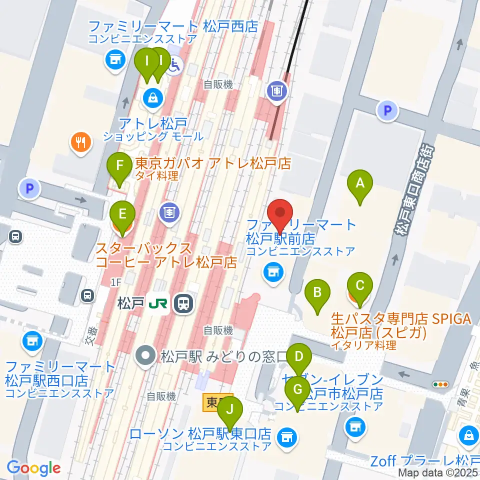 伊藤楽器 松戸店周辺のカフェ一覧地図