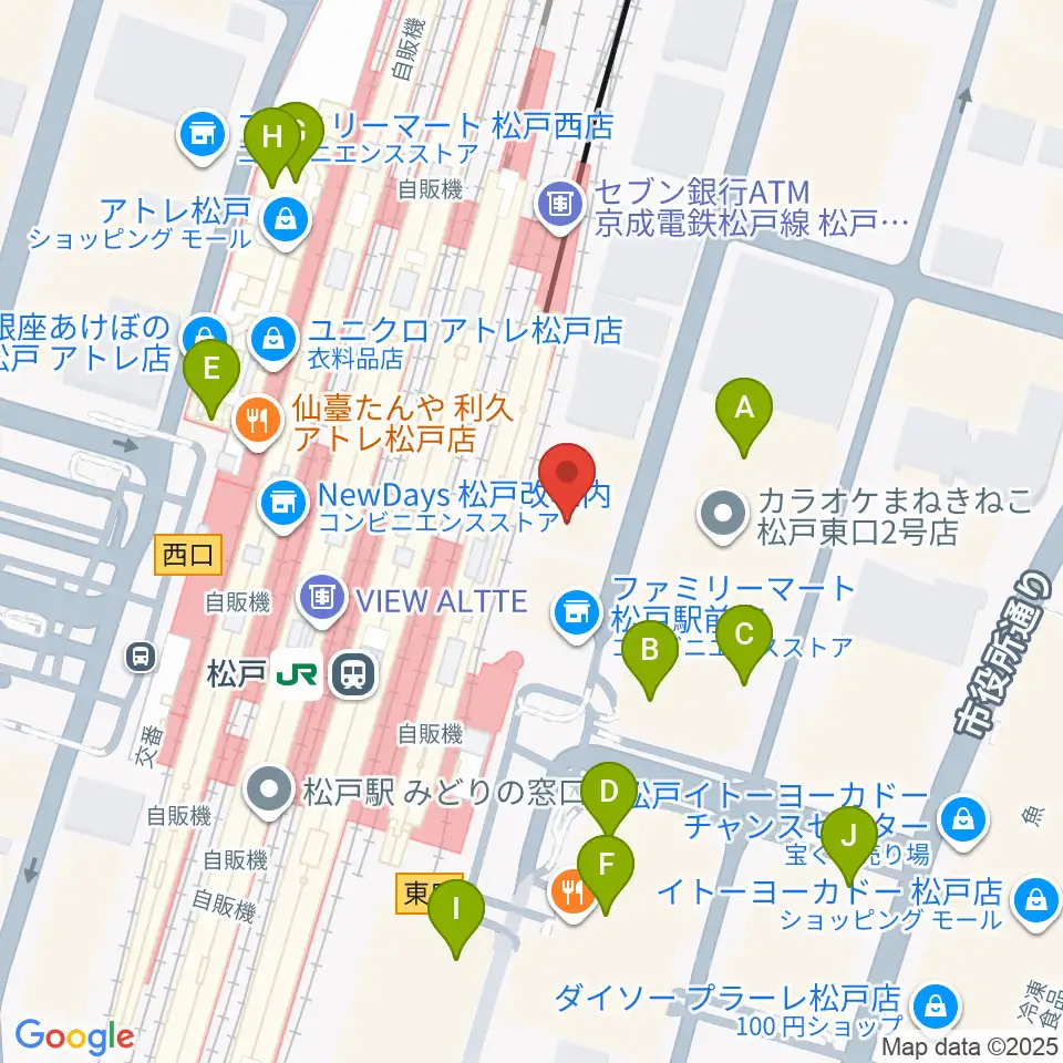 伊藤楽器 松戸店周辺のカフェ一覧地図