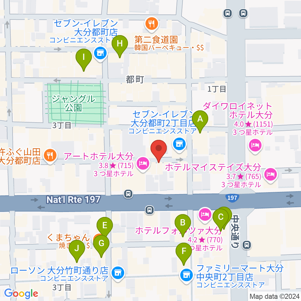 大分音楽館周辺のカフェ一覧地図