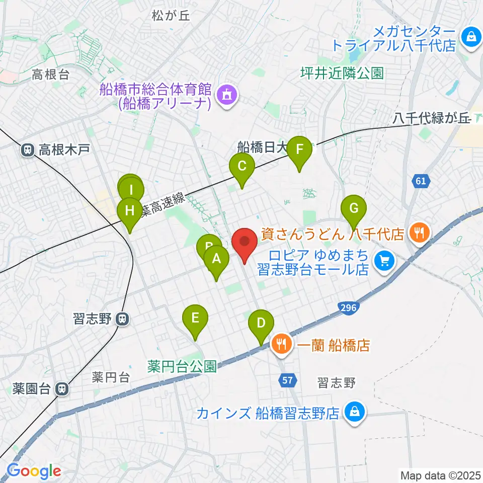 伊藤楽器 ピアノシティ北習志野周辺のカフェ一覧地図