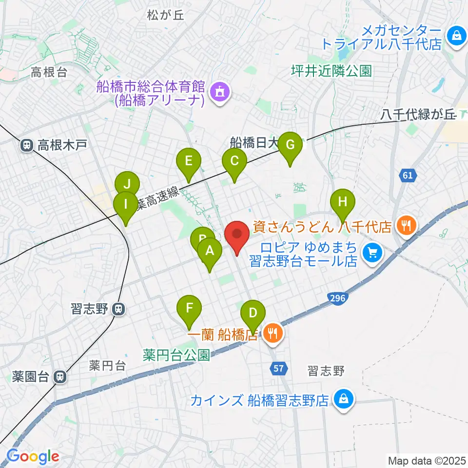伊藤楽器 ピアノシティ北習志野周辺のカフェ一覧地図