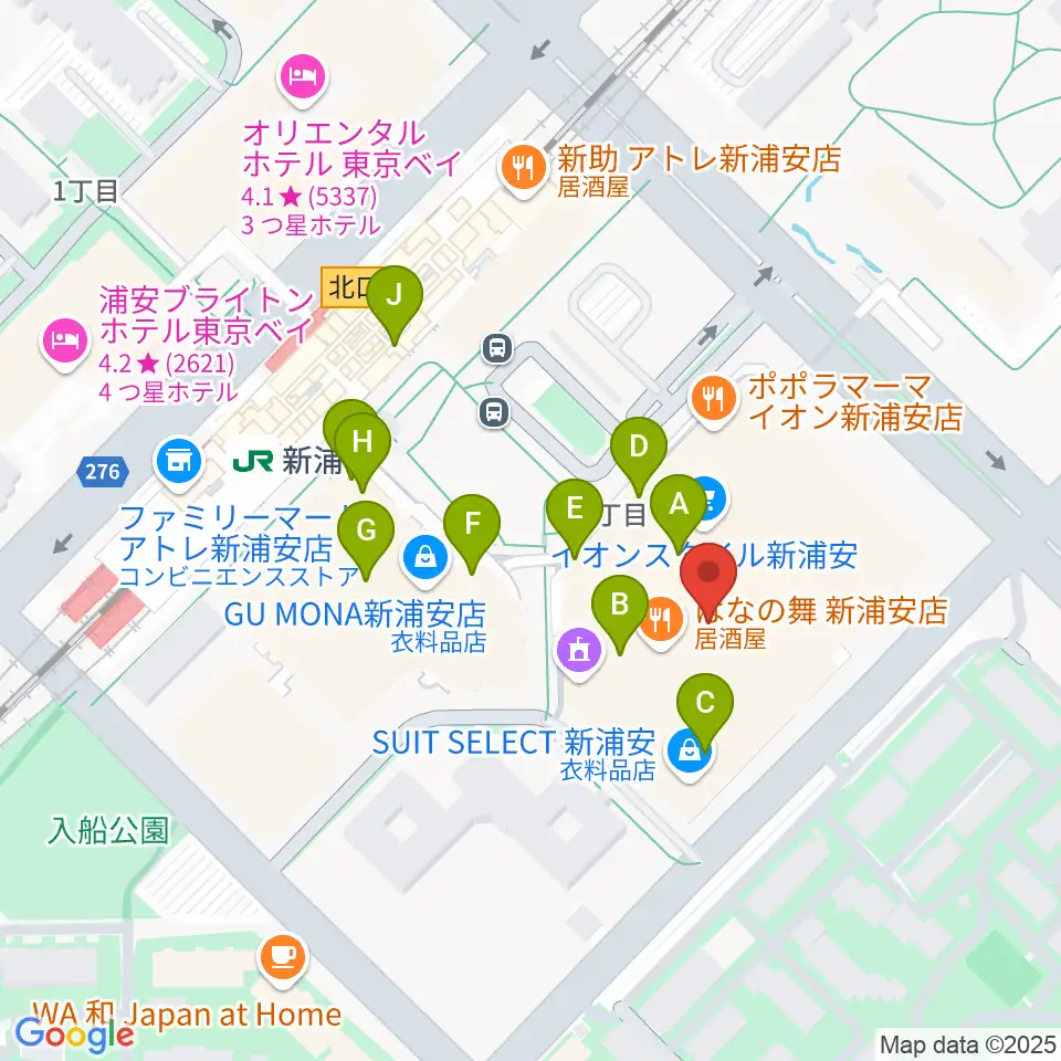 伊藤楽器 新浦安センター周辺のカフェ一覧地図