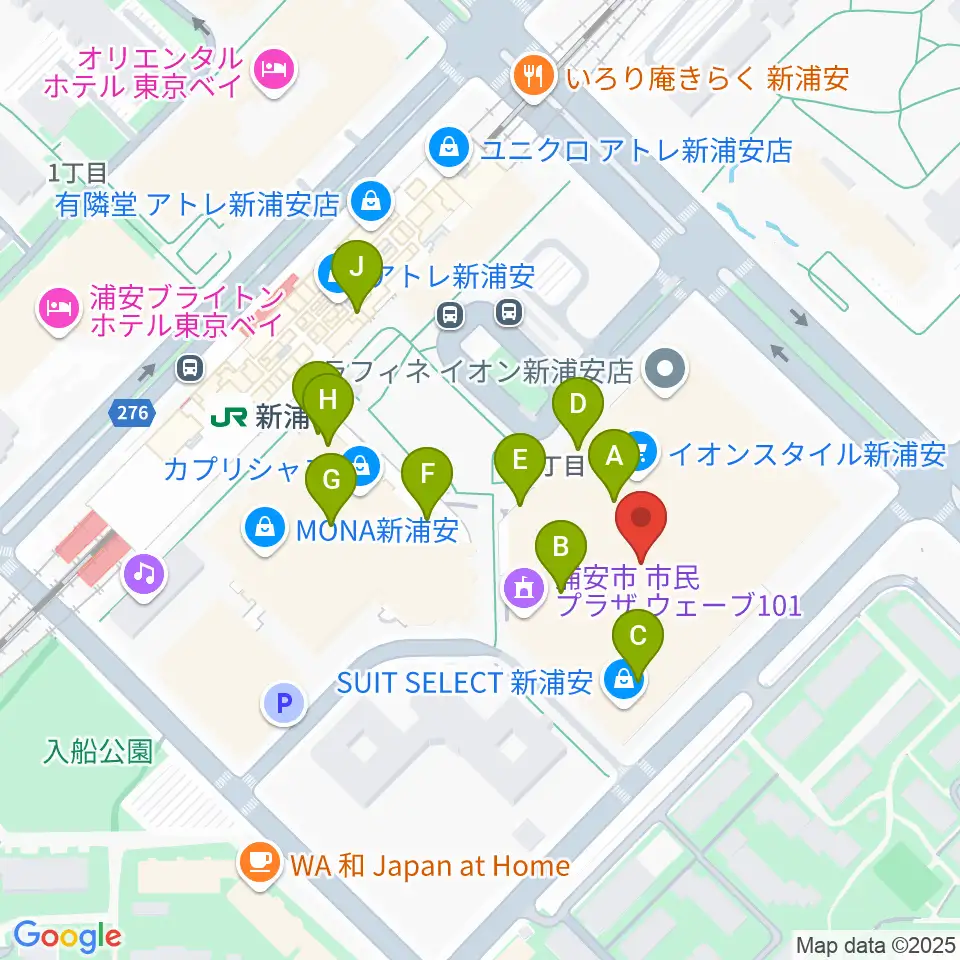 伊藤楽器 新浦安センター周辺のカフェ一覧地図